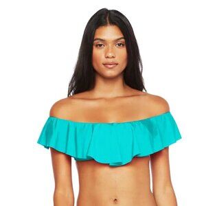 New Trina Turk: Getaway Solid Off The Shoulder Bandeau Turquoise